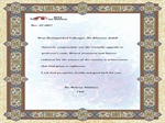 CEO's  Congratulations message to Dr. Khosrow Jadidi